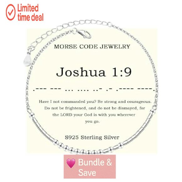 Sterling Silver Adjustable Morse Code Bracelet with Bible Verse - Picture 2 of 7